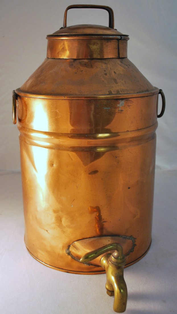 VINTAGE COPPER PLATED JUG: WITH SPIGOT WITH HANDLES CIRCA 1930'S - 40'S