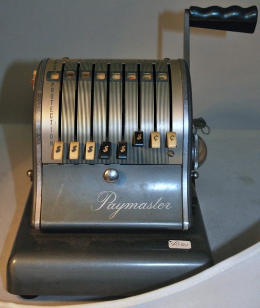 VINTAGE PAYMASTER MACHINE: CHECK WRITER FOR PAYROLL WITH KEY