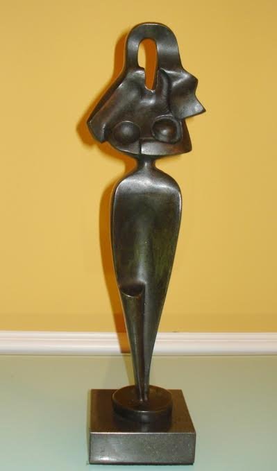 RUSSIAN UKRAINIAN ARCHIPENKO ABSTRACT BRONZE: Alexander Archipenko, Russian/Ukranian 1887-1964 Abstract Bronze Signed after Archipenko dated 1917 Size : 13.5" H, base 3.5” x 3.5” x 1.5”