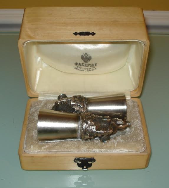 Antique Russian Silver pair of boars with diamond eyes (1 of 6)