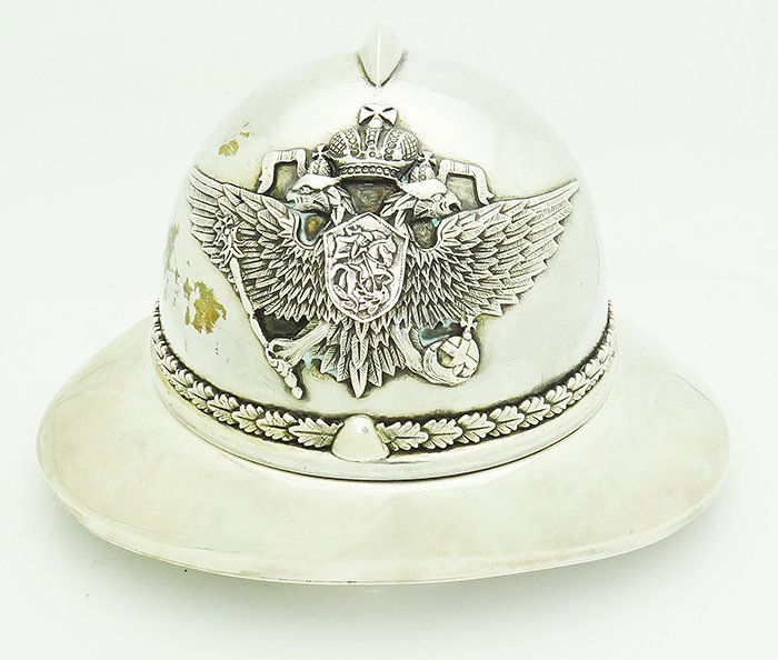 IMPERIAL LARGE RUSSIAN SILVER HELMET BOX (1 of 6)