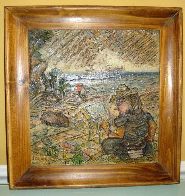 DAVID BURLIUK RUSSIAN -AMERICAN OIL ON BOARD (1 of 7)