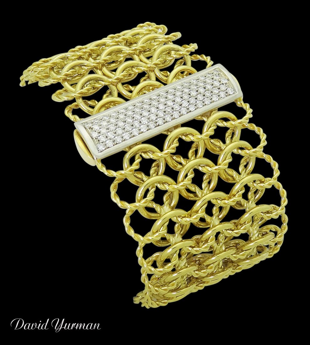 David Yurman Quatrefoil 18k Y G Pave Diamond Bracelet (1 of 6)