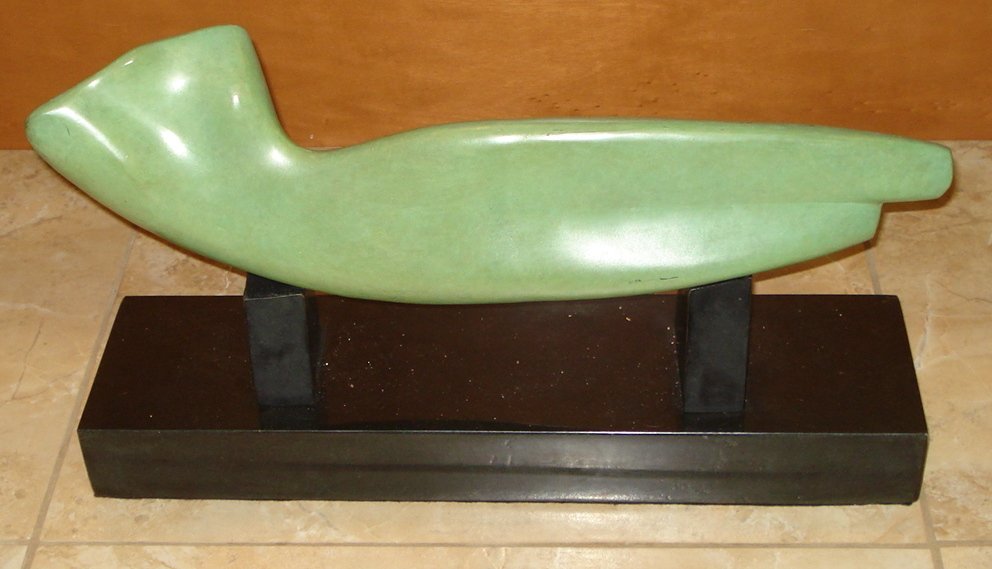 ALEXANDER ARCHIPENKO RUSSIAN-UKRAINIAN BRONZE SCULPTURE: Alexander Archipenko (1887-1964) Bronze Abstract Sculpture Measures 19.5" L Marble Base 19" x 5" Signed After Archipenko and Dated