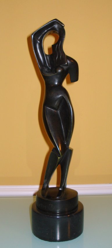 A. ARCHIPENKO RUSSIAN/UKRAINIAN BRONZE SCULPTURE: Russian/Ukrainian bronze abstract sculpture after Alexander Archipenko (1887 - 1964). Signed Archipenko and dated 1914. Measures approx. 13 1/2" height + 3" base height.