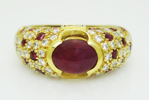 18k Yellow Gold 2.30 carat VS F Diamond & Cabochon Ruby (1 of 6)