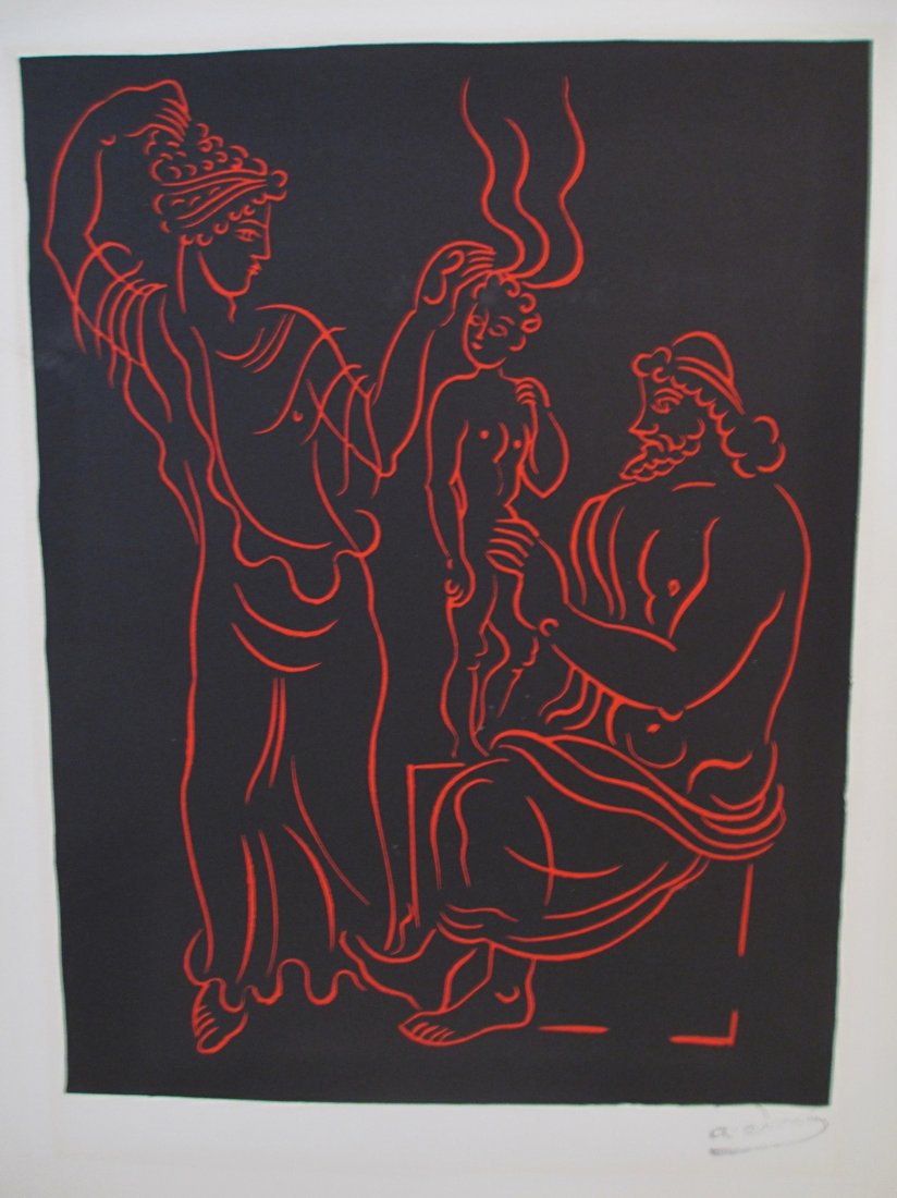 ANDRE DERAIN TITLE "L'ENFANT" FRENCH (1880-1954): Artist: Andre Derain, After, French (1880 - 1954)Title: L'Enfant Year: Printed circa 1968 Medium: Linocut, stamp signed Image Size: 11 x 9 inches