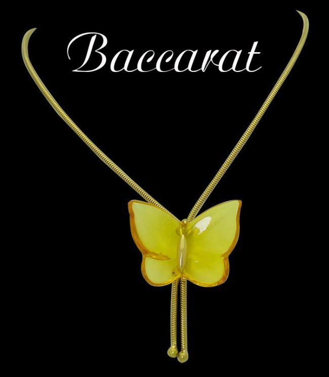 Baccarat 18k Yellow Gold Yellow Butterfly Pendant Bolo (1 of 6)