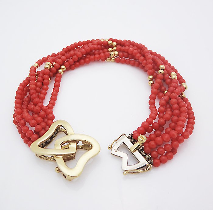 18K Gold Coral Multi Beaded Bracelet (1 of 4)