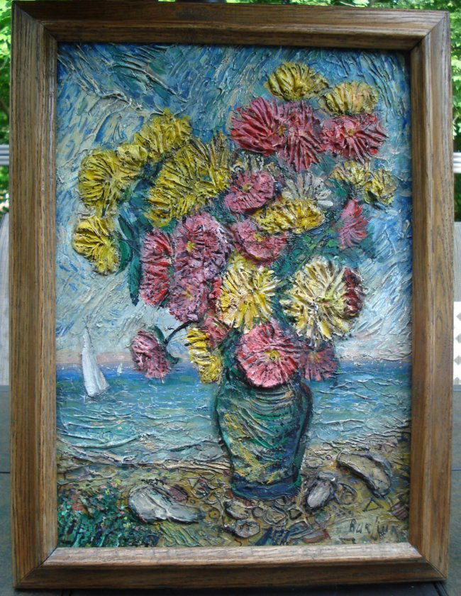 DAVID BURLIUK RUSSIAN -AMERICAN OIL ON BOARD (1 of 7)