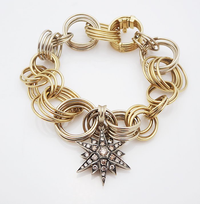 H Stern 18K Gold Bracelet Start Charm & Chocolate Diamo (1 of 5)