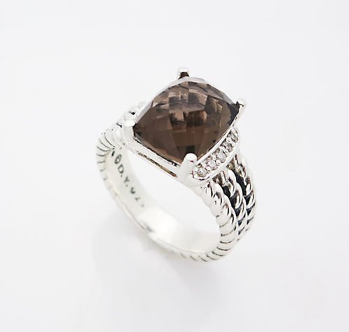David Yurman Petite Wheaton Ring Smoky Quartz Diamonds (1 of 4)