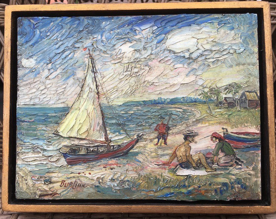 DAVID BURLIUK RUSSIAN - AMERICAN OIL PAINTING ON BOARD (1 of 3)