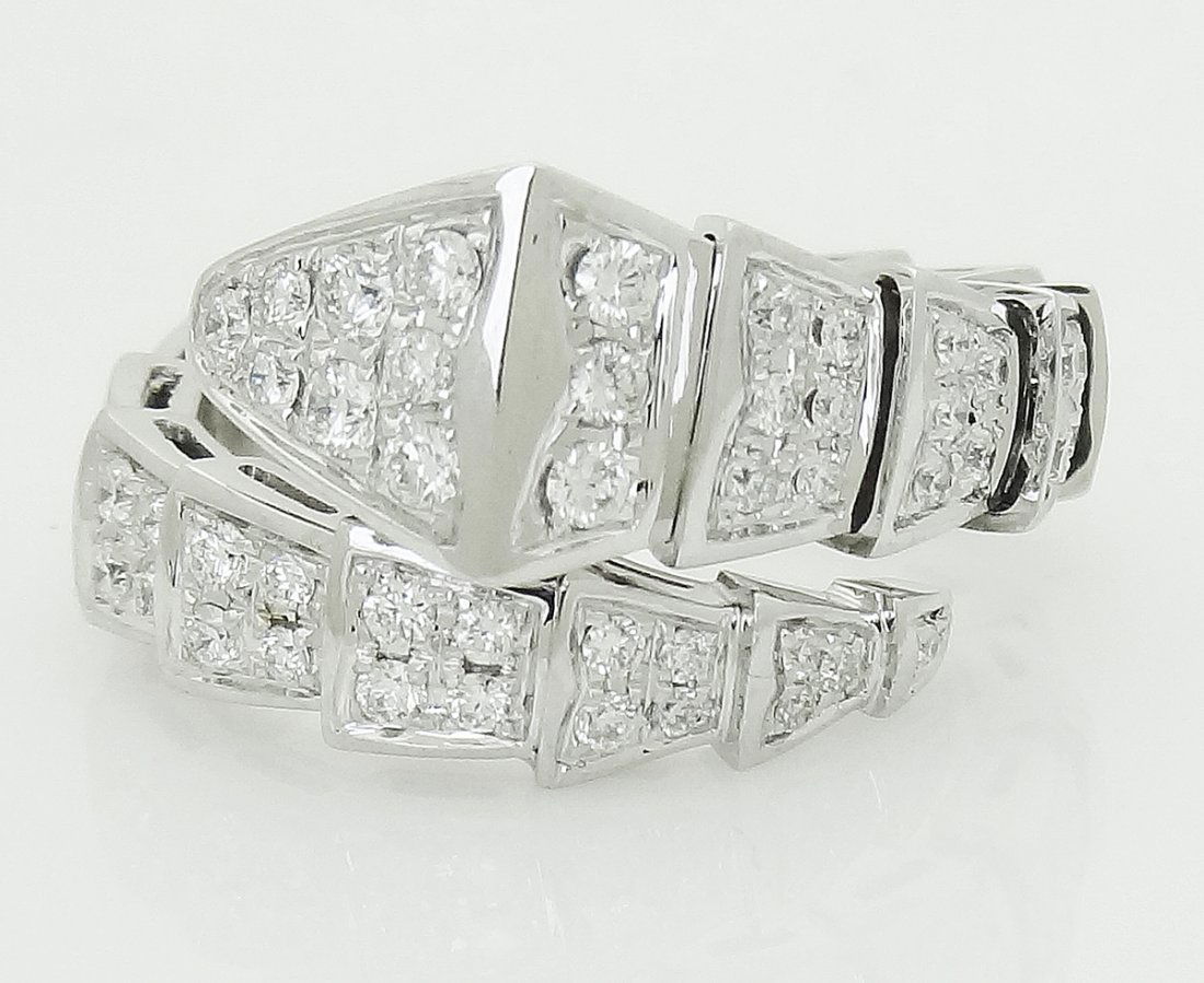 Bulgari 18k White Gold Pave Diamond Serpenti Ring (1 of 4)