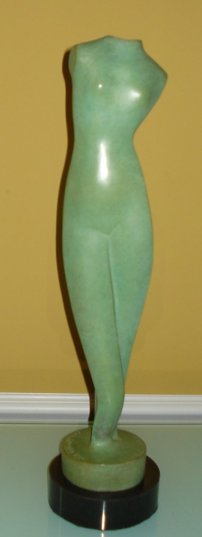 ALEXANDER ARCHIPENKO RUSSIAN-UKRAINIAN BRONZE SCULPTURE: Alexander Archipenko (1887-1964) Bronze Abstract Sculpture Signed Archipenko and Dated 1916. Measures 16.5" H Marble Base 4.5" x 1.5 "