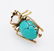 14K VINTAGE "BUG" BROOCH/PIN W/ TURQUOISE PEARL & RUBY - 2