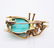 14K VINTAGE "BUG" BROOCH/PIN W/ TURQUOISE PEARL & RUBY - 4