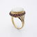18K Yellow Gold Ring Oval White Opal & Rubies - 5