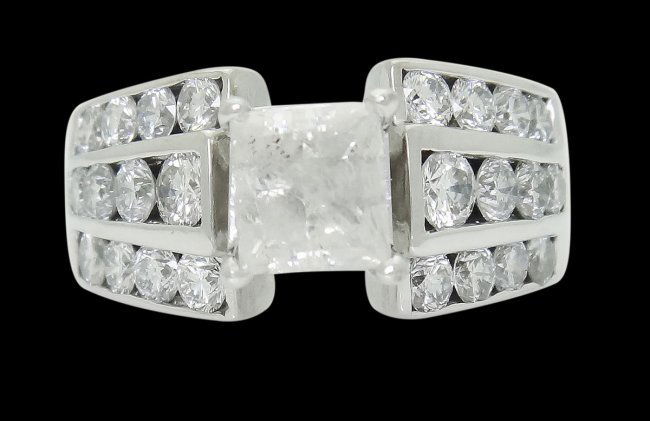 14k W G 2.61 TCW Princess Cut Diamond Engagement Ring (1 of 4)