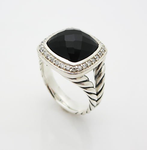 David Yurman Ring with Black Onyx and Diamonds Size 7 8 (1 of 3)