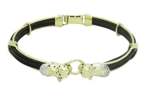 Hand Made Panther 14k Round Diamond Emerald Bracelet (1 of 4)