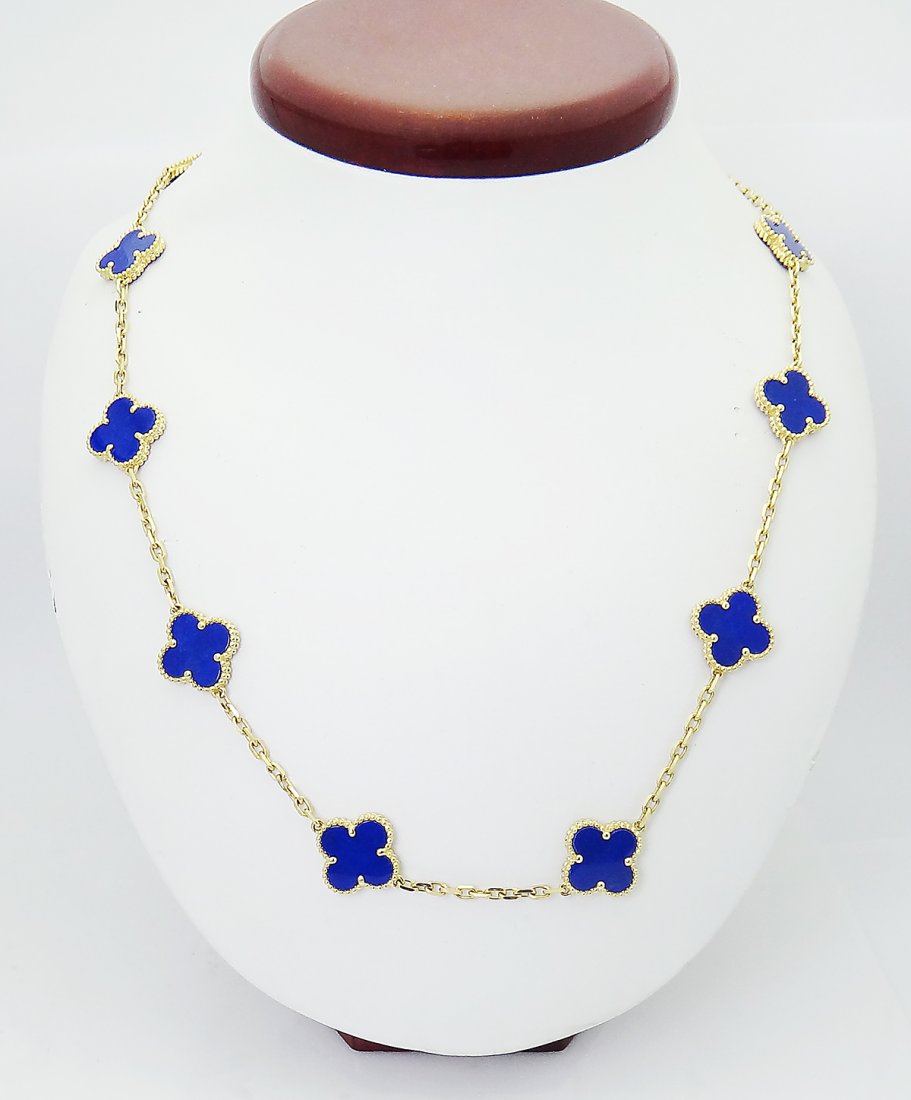 Van Cleef  Arpels 18k  20 Motif Alhambra Lapis Necklace (1 of 4)