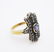 VINTAGE 18K YELLOW GOLD DIAMOND SAPPHIRE RING - 2
