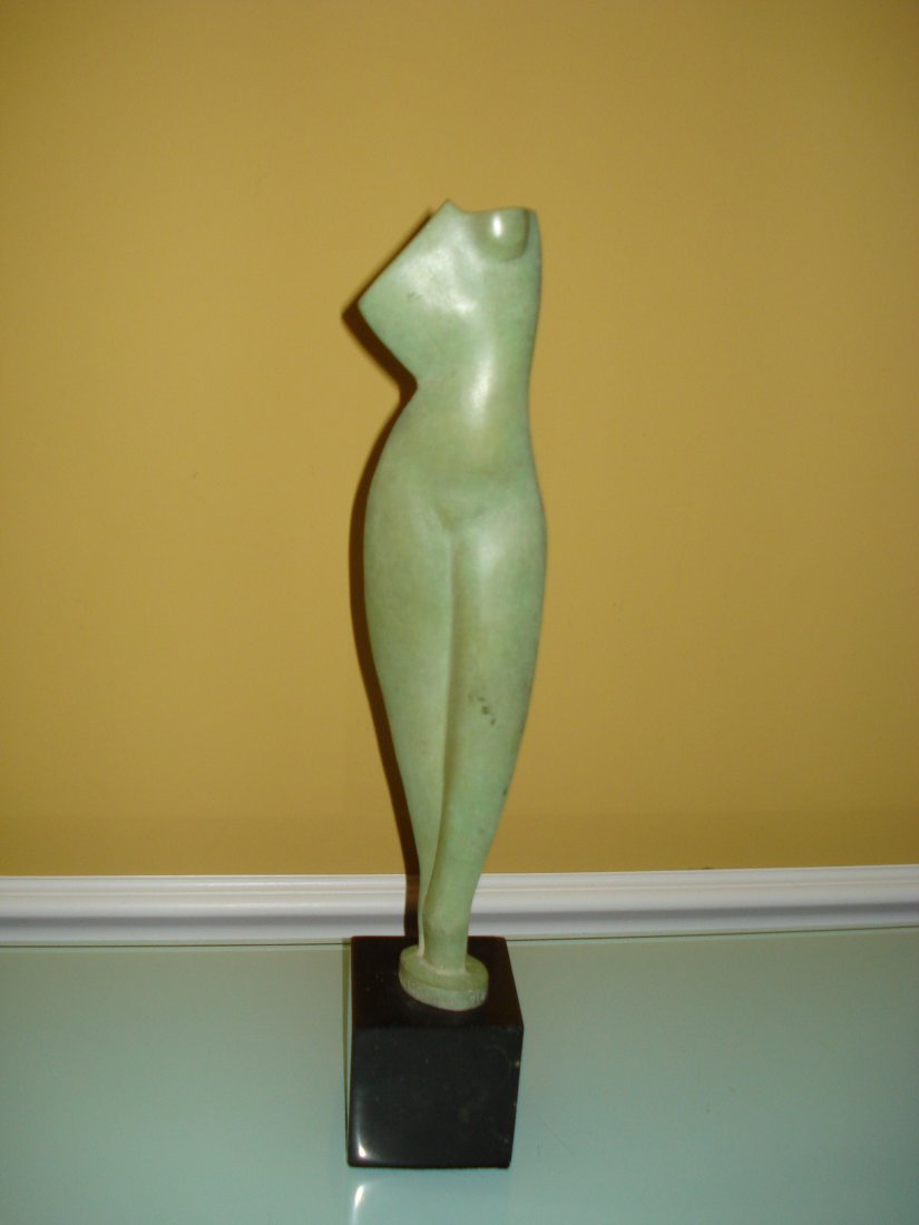 ALEXANDER ARCHIPENKO RUSSIAN-UKRAINIAN BRONZE SCULPTURE: Alexander Archipenko (1887-1964) Bronze Abstract Sculpture Signed Archipenko and Dated 1914. after Measures 14.25" H Marble Base 3 1/3" x 3 1/3" x 3 1/3"