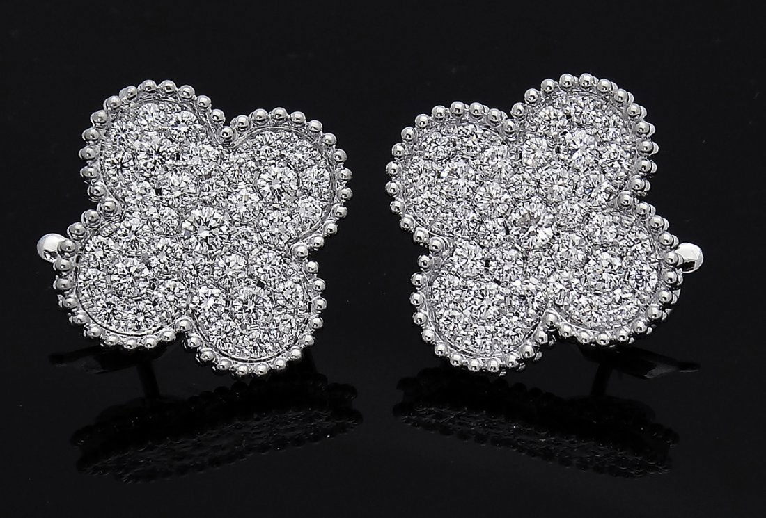 Van Cleef & Arpels 18k Alhambra Diamond Earclip Earring (1 of 4)