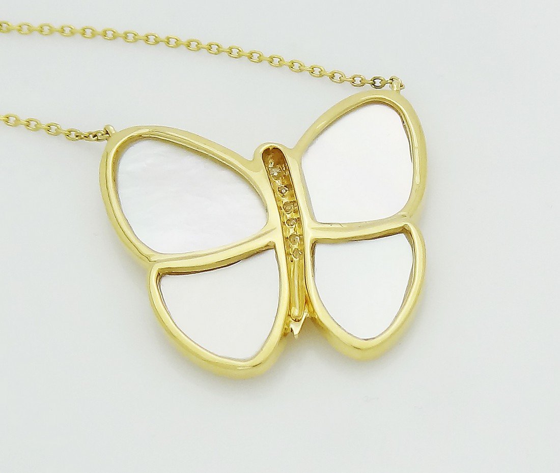 Van Cleef Arpels 18k Diamond Butterfly Pendant Necklace (1 of 4)