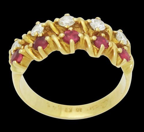 Estate Cartier 18k 0.40 Cts TCW Diamond & Ruby 2 Row (1 of 6)