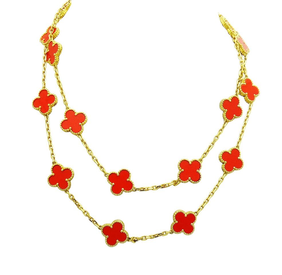 Van Cleef Alhambra 18K Gold Coral 20 Motifs Necklace (1 of 4)