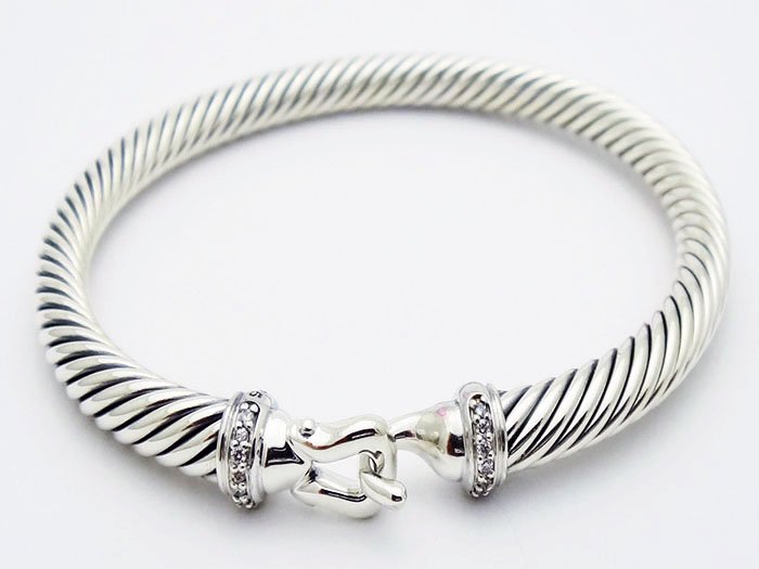 David Yurman 925 Silver Bracelet & Pave Diamonds (1 of 4)
