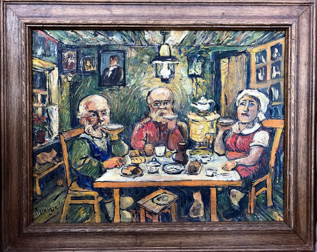 David Burliuk Russian -- American oil Painting on Board (1 of 3)