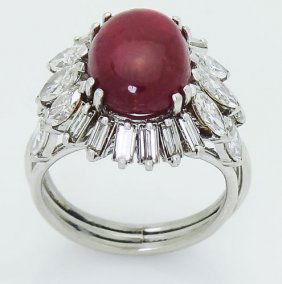 Estate 18k  Over 5.00 CT Cabochon Ruby & VS Clarity (1 of 4)