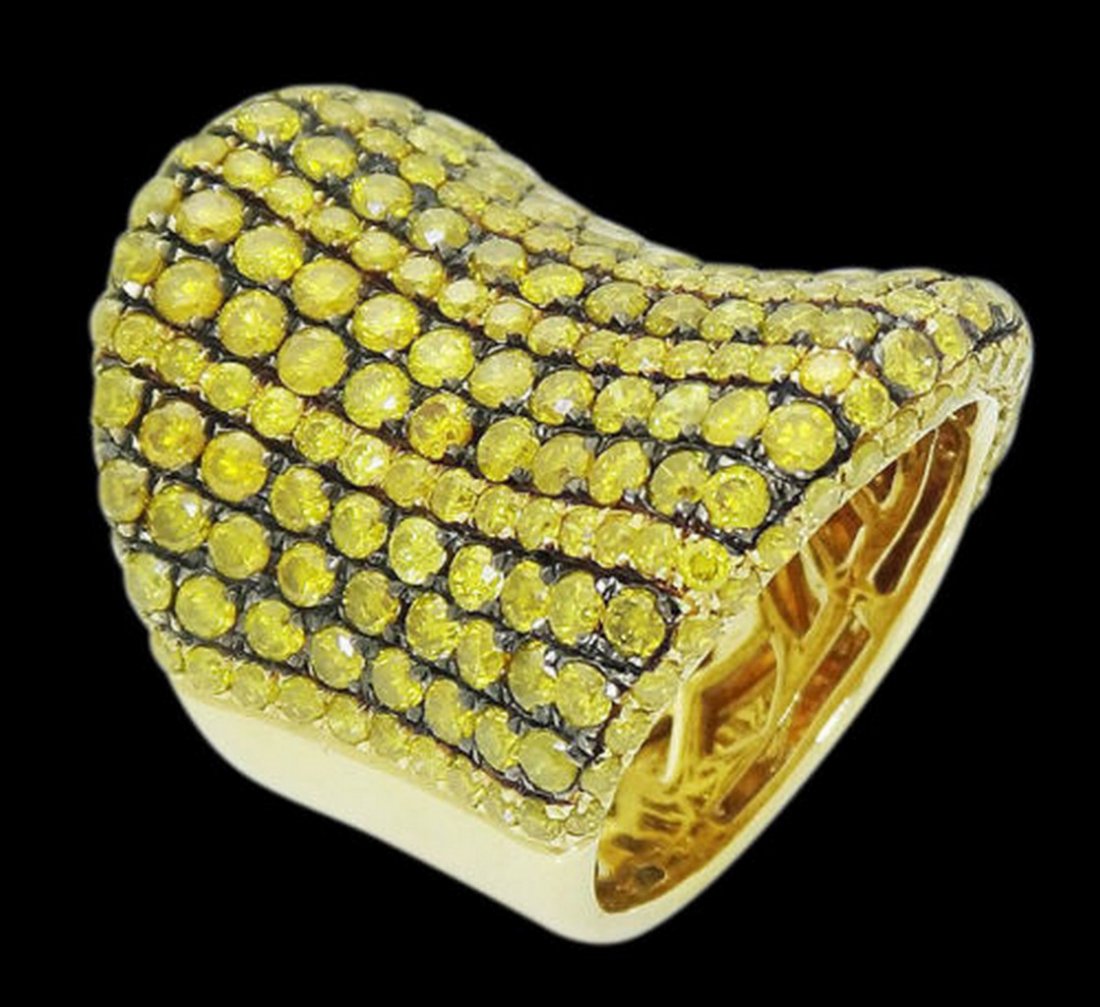 18k Yellow Gold & Fancy Yellow Color Diamond Ring (1 of 6)