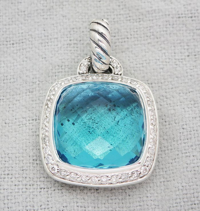 David Yurman Sterling Silver Pendant with Blue Topaz (1 of 3)