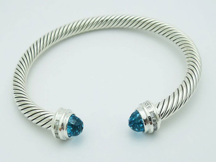 David Yurman 925 Sterling Bracelet Blue Topaz & (1 of 4)