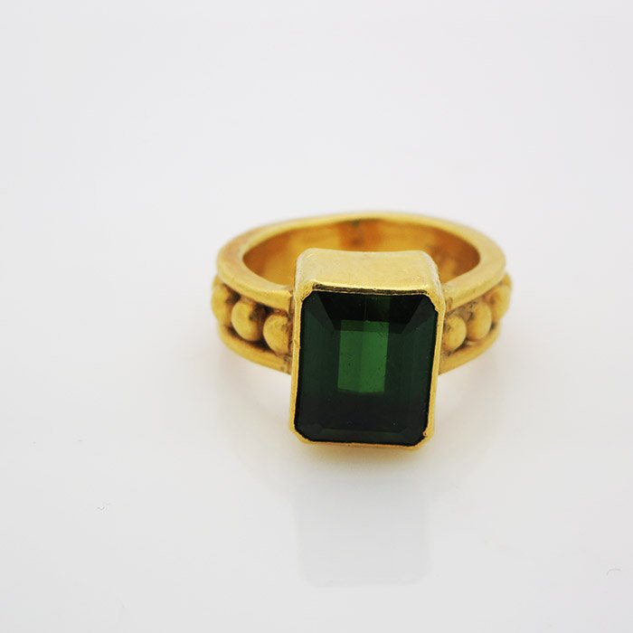 Designer Signed 22k Yellow Gold Old Tourmaline Ring (1 of 4)