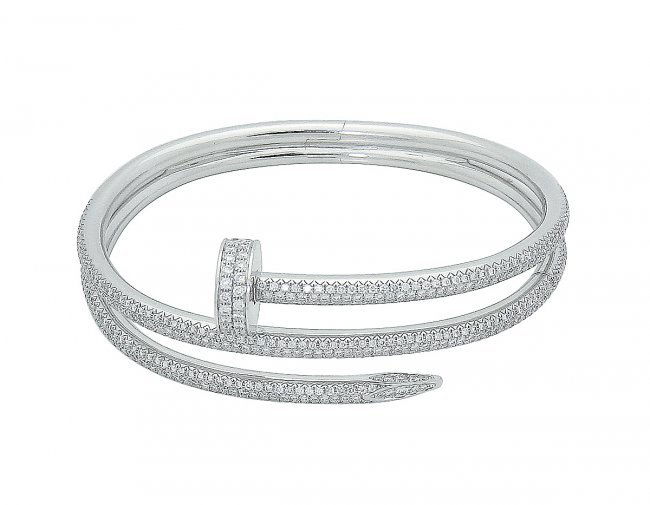 Cartier 18K White Gold Juste Un Clou Diamond Bangle (1 of 3)
