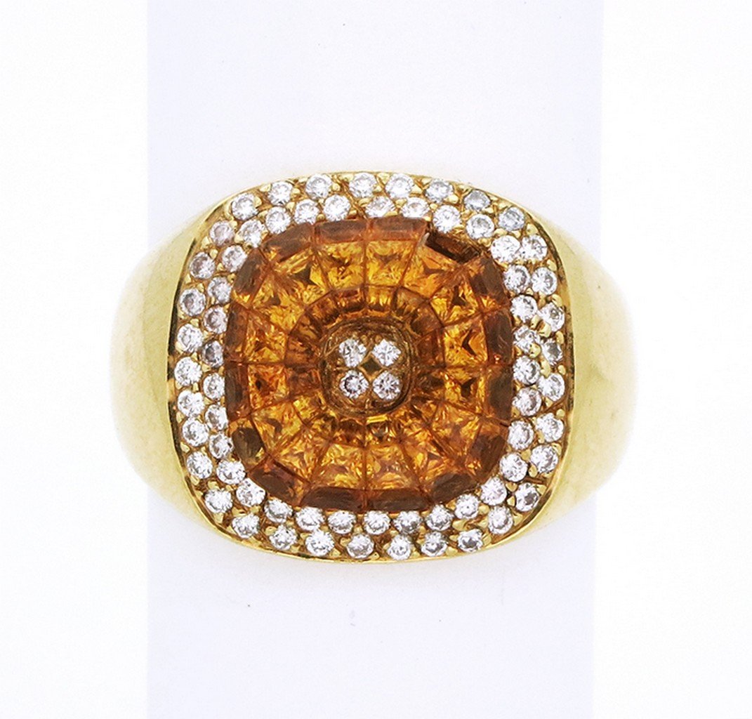 Levian 18K Gold Diamond Citrine Men's Ring size 11.5 (1 of 6)