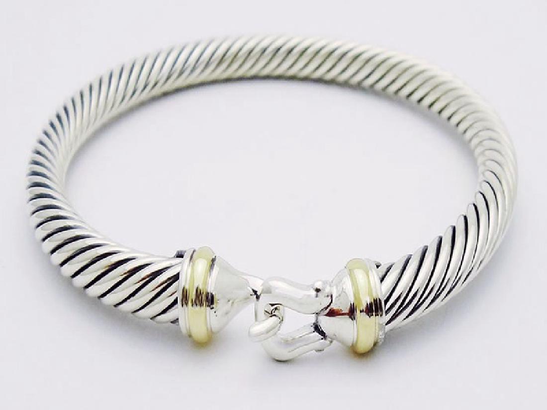 David Yurman 925 Silver Cable Bracelet & 18K Gold (1 of 4)