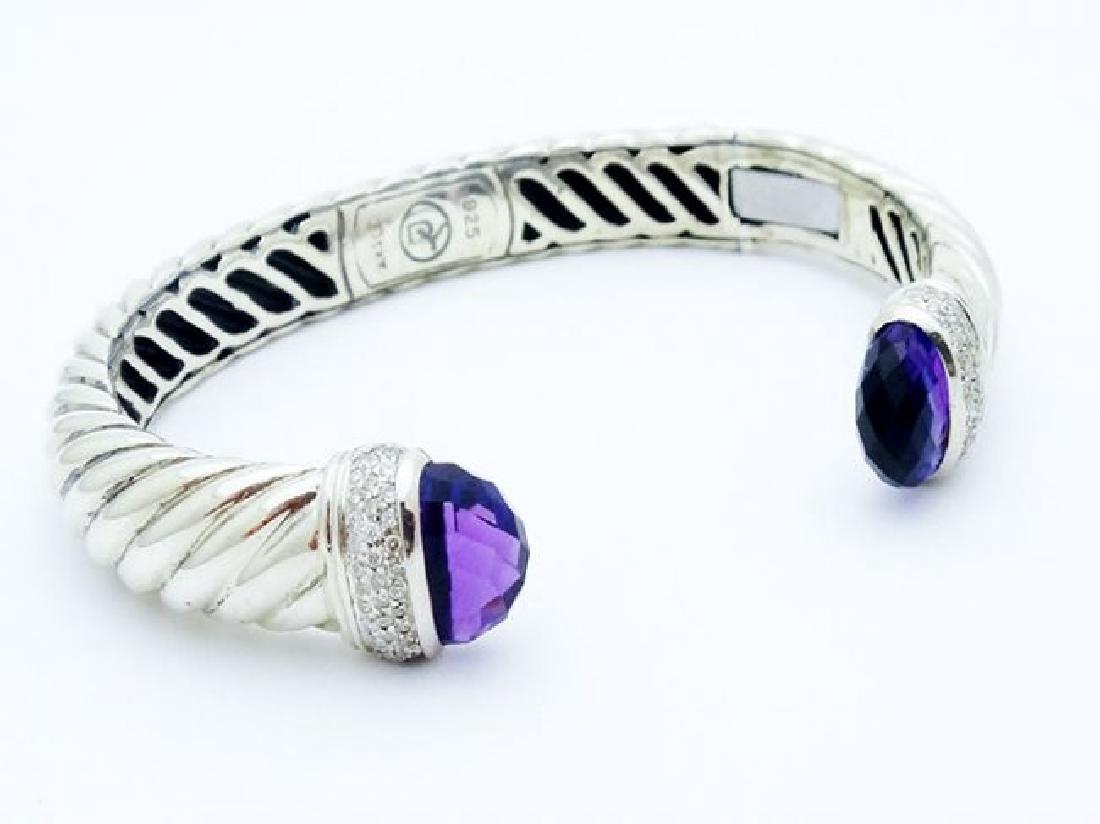 David Yurman 925 Cable Bracelet Amethyst & Diamond (1 of 5)