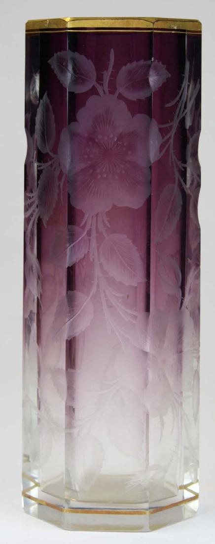 Moser amethyst Bohemian glass hexagonal paneled vase (1 of 8)