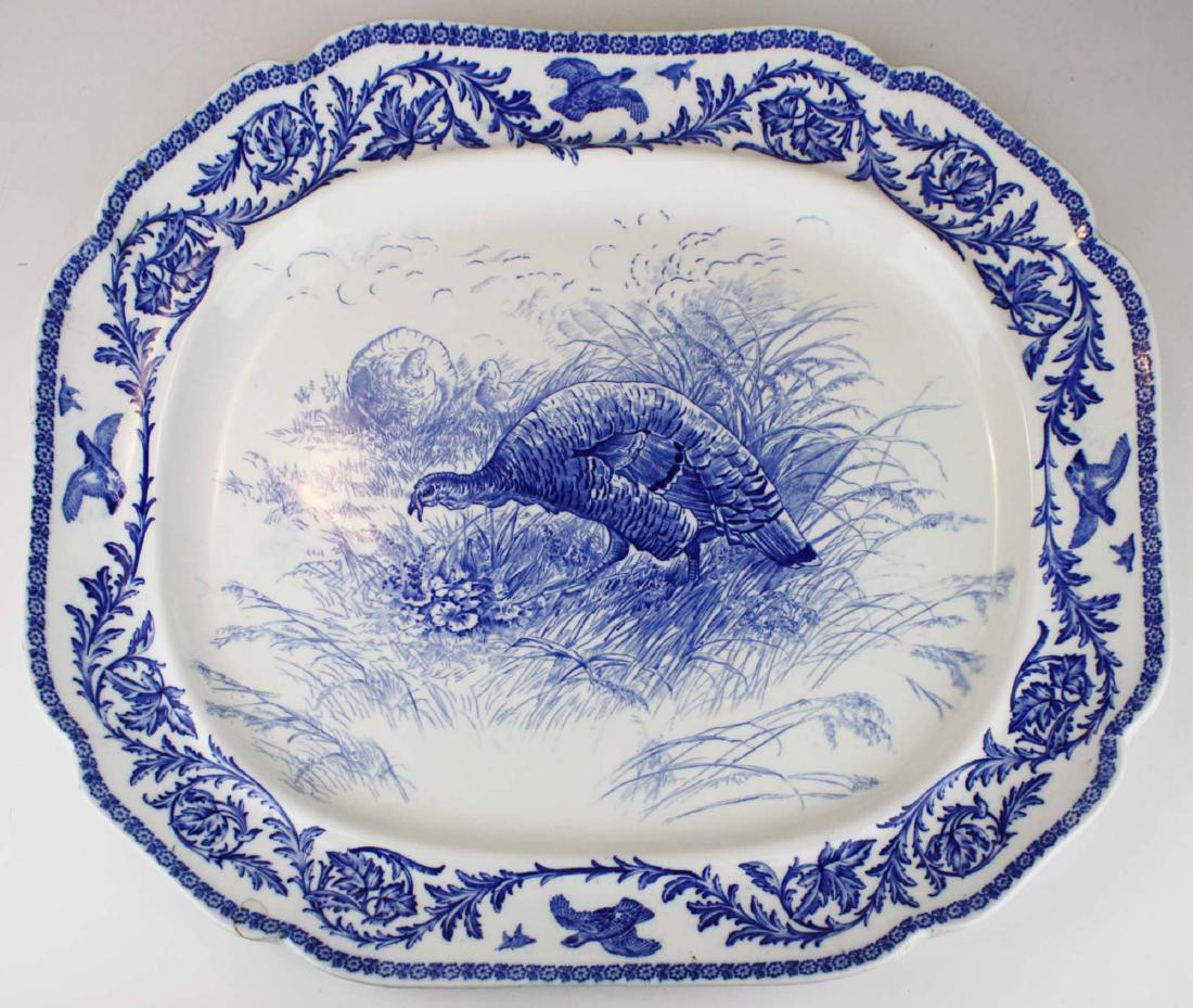 Massive Royal Cauldon England flow blue turkey platter (1 of 7)