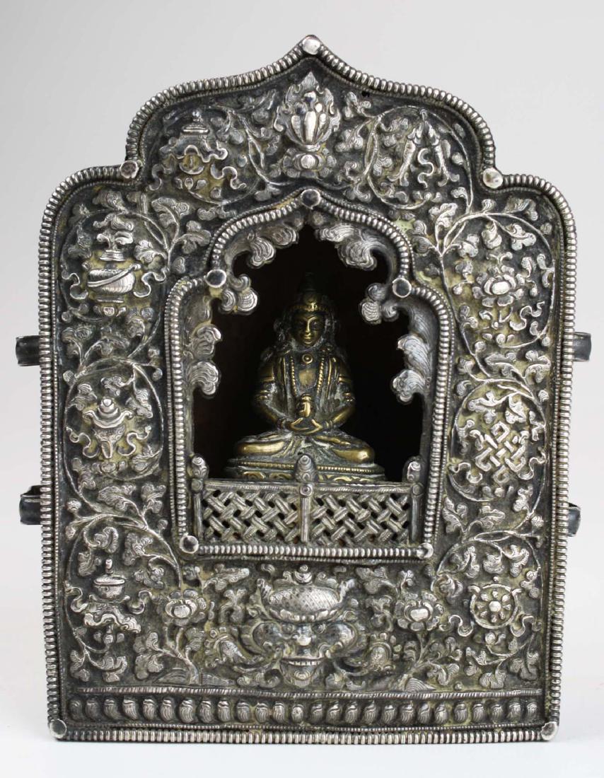 18th or 19th c. Tibetan silver, copper and brass Gau (1 of 6)