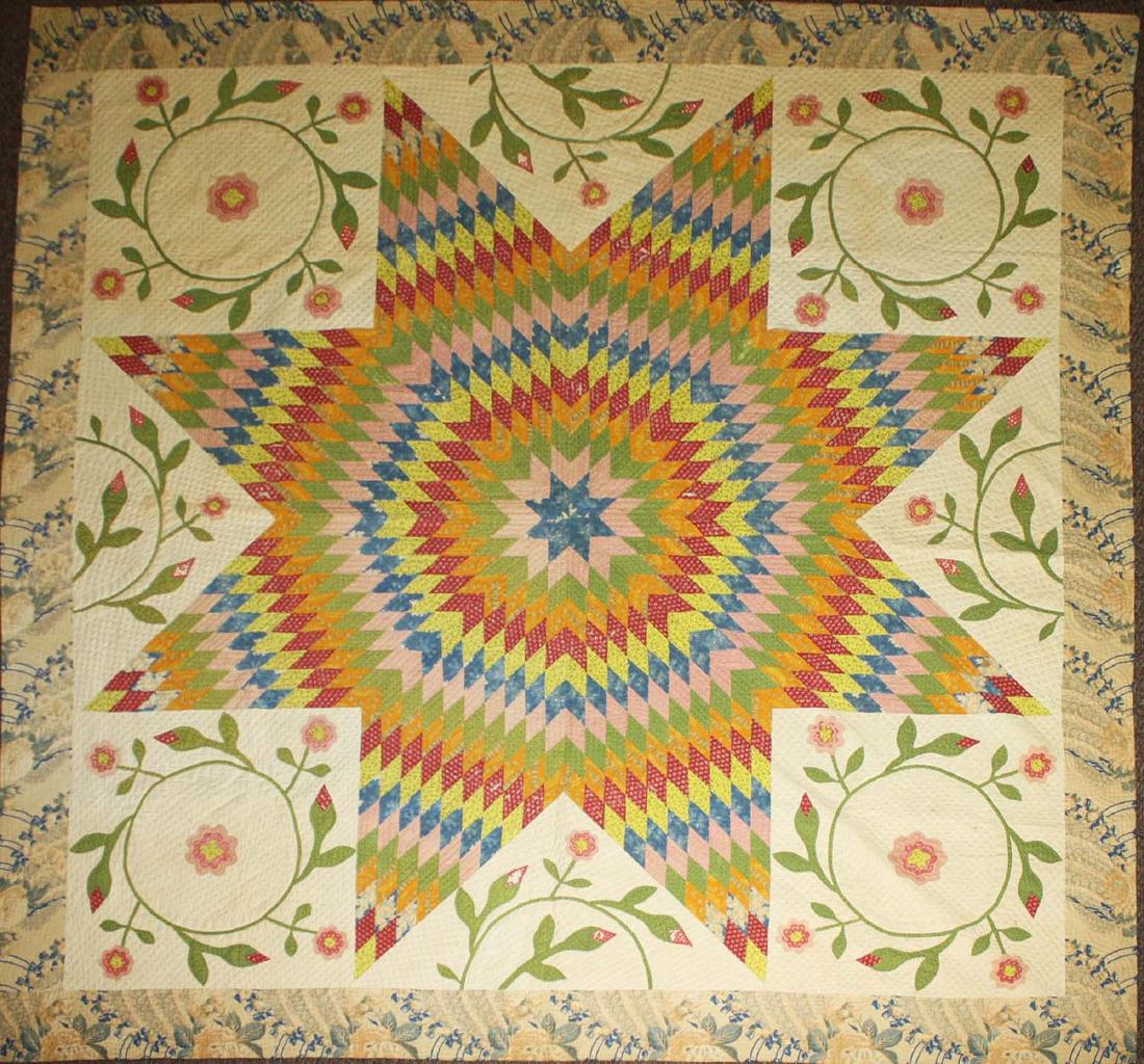 mid 19th c pieced quilt with appliqued panels (1 of 10)