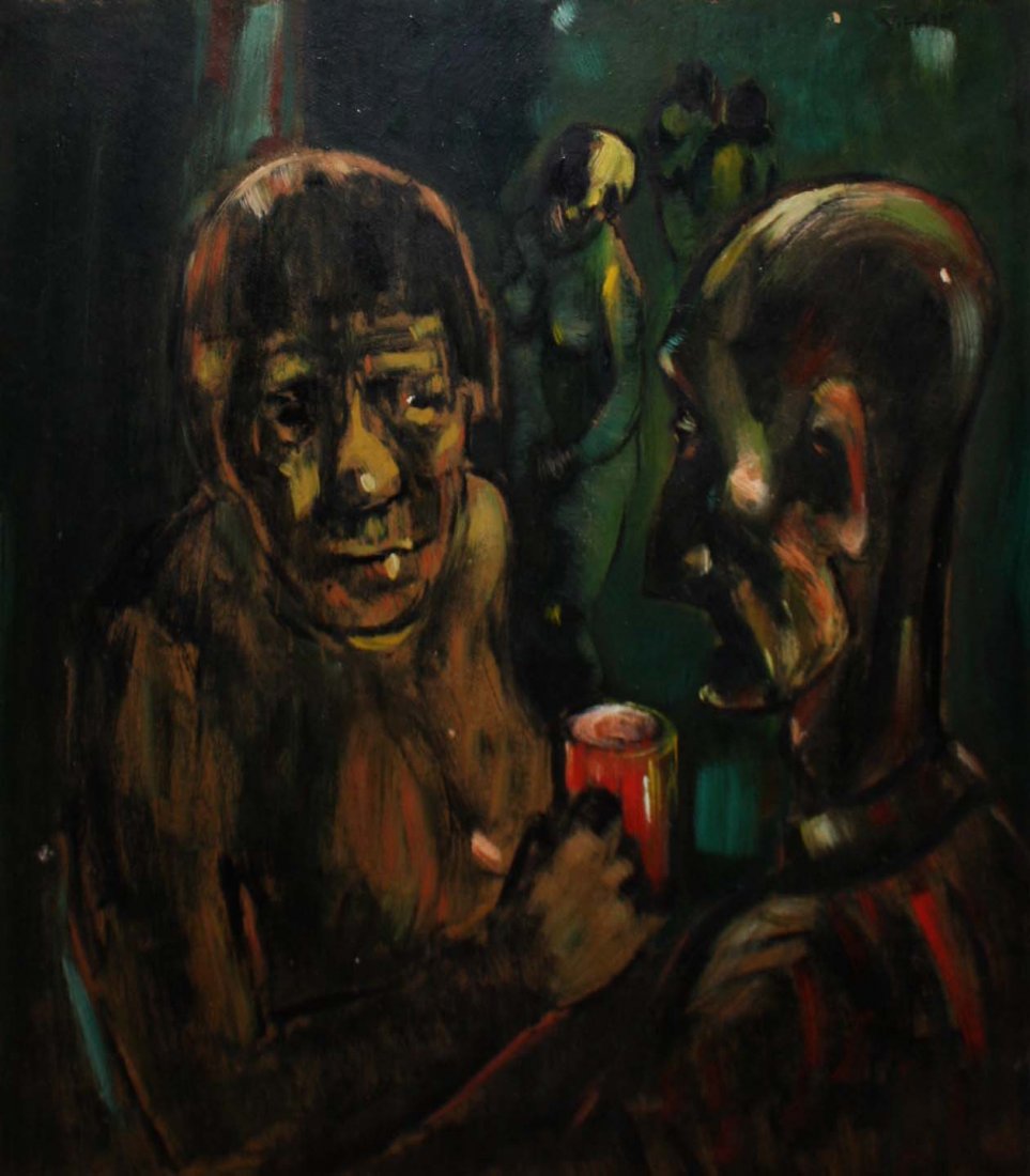 Yonia Fain ( Ukraine 1913-) Portrait of a man: oil on board by Fain who painted in the circle of Diego Rivera 27 x 25" signed upper right