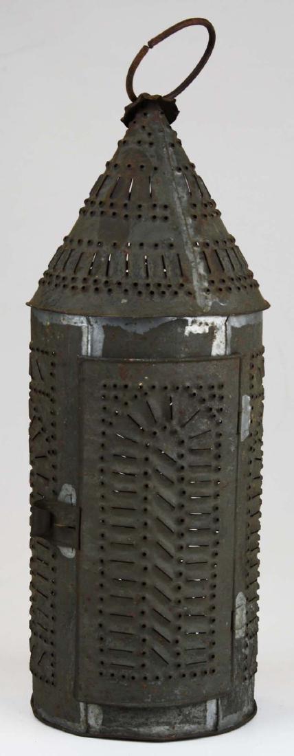 early 19th c pierced tin candle lantern (1 of 6)