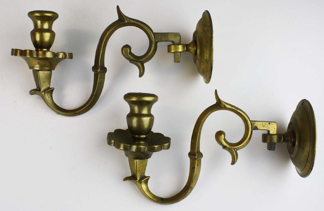 pr of early 19th c brass candlestick wall brackets (1 of 9)